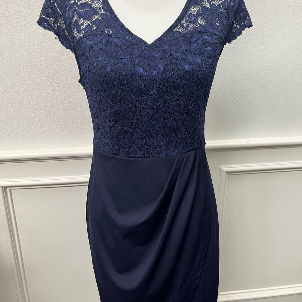 NWT Kate Kasin Navy Cocktail Dress Medium (bin1)
